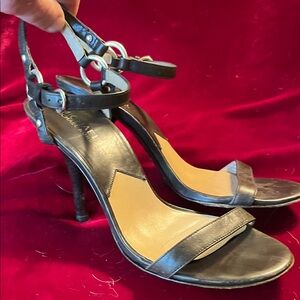 Michael Kors Black and Tan Multi Equestrian-Style Strapped Heels